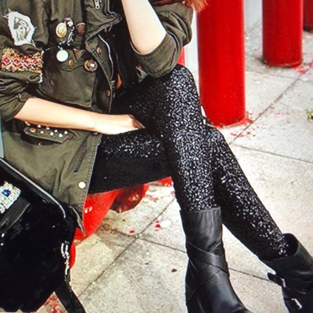 NWT Sequin Stretch Pull On Leggings - Picture 4 of 10